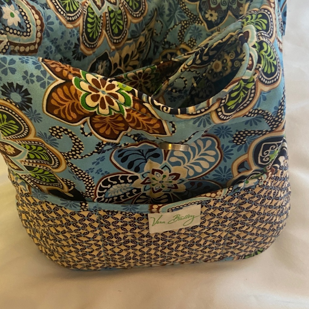 Vera Bradley Blue and Brown Floral Shoulder Bag - Picture 8 of 11